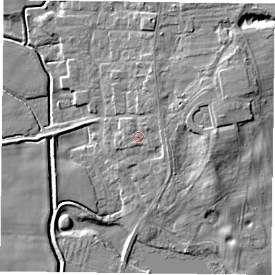 Shaded relief map of the ground around DN149QS, computed from Environment Agency LiDAR. The ground here sits at about 6 m above sea level and falls 9 m across the surrounding 800 m. Surface water reaching this point runs off ground lying to the north-east, 0.9 m higher.