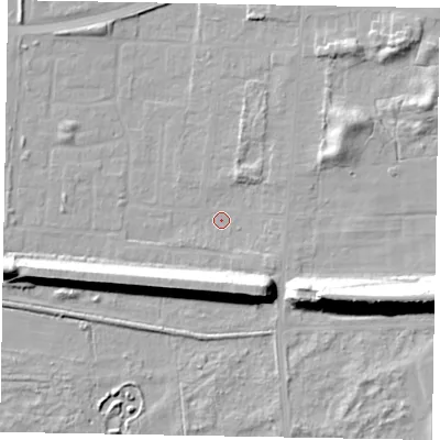 Shaded relief map of the ground around DN157EP, computed from Environment Agency LiDAR. The ground here sits at about 3 m above sea level and falls 22 m across the surrounding 800 m. Surface water reaching this point runs off ground lying to the east-south-east, 20.6 m higher.