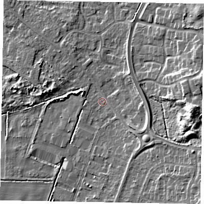 Shaded relief map of the ground around DN158EA, computed from Environment Agency LiDAR. The ground here sits at about 3 m above sea level and falls 12 m across the surrounding 800 m. Surface water reaching this point runs off ground lying to the east-south-east, 9.5 m higher.