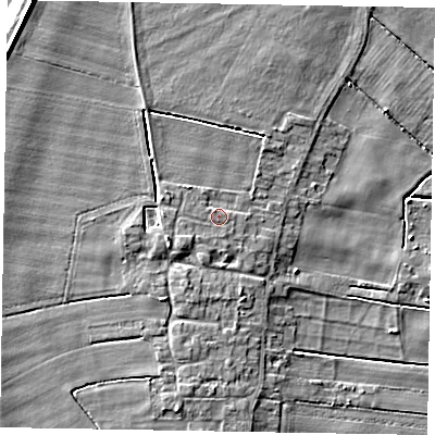 Shaded relief map of the ground around DN158SR, computed from Environment Agency LiDAR. The ground here sits at about 4 m above sea level and falls 7 m across the surrounding 800 m. Surface water reaching this point runs off ground lying to the west-south-west, 1.0 m higher.