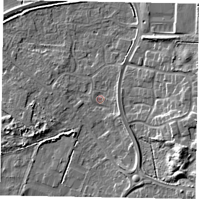 Shaded relief map of the ground around DN158TA, computed from Environment Agency LiDAR. The ground here sits at about 3 m above sea level and falls 13 m across the surrounding 800 m. Surface water reaching this point runs off ground lying to the south-east, 3.6 m higher.
