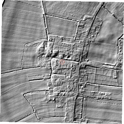Shaded relief map of the ground around DN158TP, computed from Environment Agency LiDAR. The ground here sits at about 3 m above sea level and falls 7 m across the surrounding 800 m. Surface water reaching this point runs off ground lying to the west-south-west, 1.8 m higher.
