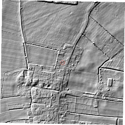 Shaded relief map of the ground around DN158TT, computed from Environment Agency LiDAR. The ground here sits at about 3 m above sea level and falls 6 m across the surrounding 800 m. Surface water reaching this point runs off ground lying to the west-south-west, 1.7 m higher.
