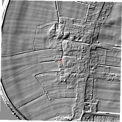Shaded relief map of the ground around DN158TW, computed from Environment Agency LiDAR. The ground here sits at about 3 m above sea level and falls 7 m across the surrounding 800 m. Surface water reaching this point runs off ground lying to the north-east, 0.9 m higher.