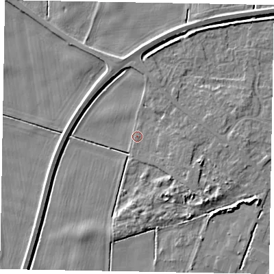 Shaded relief map of the ground around DN158UB, computed from Environment Agency LiDAR. The ground here sits at about 3 m above sea level and falls 7 m across the surrounding 800 m. Surface water reaching this point runs off ground lying to the south-east, 2.4 m higher.