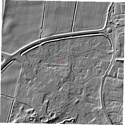 Shaded relief map of the ground around DN158XY, computed from Environment Agency LiDAR. The ground here sits at about 2 m above sea level and falls 8 m across the surrounding 800 m. Surface water reaching this point runs off ground lying to the east, 5.9 m higher.
