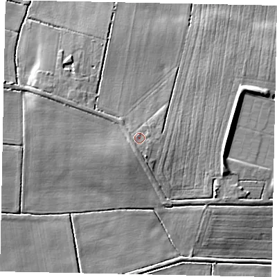Shaded relief map of the ground around DN159QY, computed from Environment Agency LiDAR. The ground here sits at about 7 m above sea level and falls 8 m across the surrounding 800 m. Surface water reaching this point runs off ground lying to the south-south-west, 1.0 m higher.
