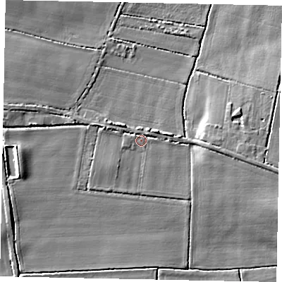 Shaded relief map of the ground around DN159UF, computed from Environment Agency LiDAR. The ground here sits at about 4 m above sea level and falls 6 m across the surrounding 800 m. Surface water reaching this point runs off ground lying to the west-north-west, 0.6 m higher.
