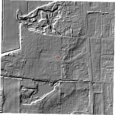 Shaded relief map of the ground around DN171SU, computed from Environment Agency LiDAR. The ground here sits at about 5 m above sea level and falls 6 m across the surrounding 800 m. Surface water reaching this point runs off ground lying to the south-east, 0.9 m higher.