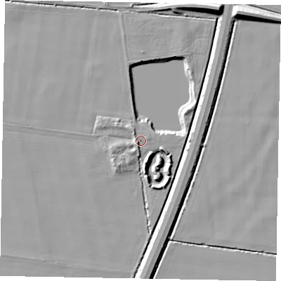 Shaded relief map of the ground around DN171US, computed from Environment Agency LiDAR. The ground here sits at about 3 m above sea level and falls 11 m across the surrounding 800 m. Surface water reaching this point runs off ground lying to the west-south-west, 2.3 m higher.