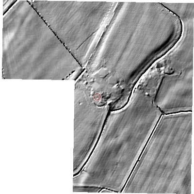 Shaded relief map of the ground around DN174BJ, computed from Environment Agency LiDAR. The ground here sits at about 3 m above sea level and falls 5 m across the surrounding 800 m. Surface water reaching this point runs off ground lying to the south-south-east, 0.6 m higher.