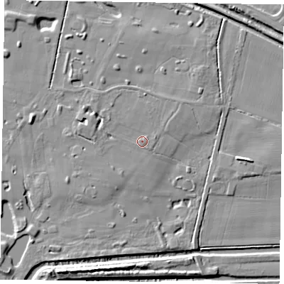 Shaded relief map of the ground around DN174BU, computed from Environment Agency LiDAR. The ground here sits at about 5 m above sea level and falls 8 m across the surrounding 800 m. Surface water reaching this point runs off ground lying to the east, 0.7 m higher.