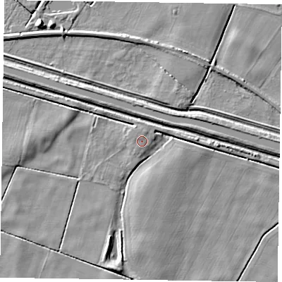 Shaded relief map of the ground around DN174BW, computed from Environment Agency LiDAR. The ground here sits at about 2 m above sea level and falls 5 m across the surrounding 800 m. Surface water reaching this point runs off ground lying to the north-north-east, 0.7 m higher.