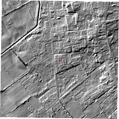 Shaded relief map of the ground around DN174DN, computed from Environment Agency LiDAR. The ground here sits at about 3 m above sea level and falls 9 m across the surrounding 800 m. Surface water reaching this point runs off ground lying to the north-east, 0.7 m higher.