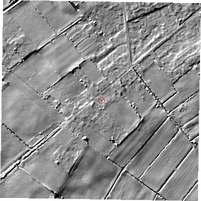 Shaded relief map of the ground around DN174EE, computed from Environment Agency LiDAR. The ground here sits at about 4 m above sea level and falls 6 m across the surrounding 800 m. Surface water reaching this point runs off ground lying to the west-south-west, 0.8 m higher.