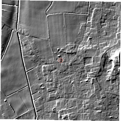 Shaded relief map of the ground around DN174NA, computed from Environment Agency LiDAR. The ground here sits at about 5 m above sea level and falls 15 m across the surrounding 800 m. Surface water reaching this point runs off ground lying to the north-north-west, 3.0 m higher.
