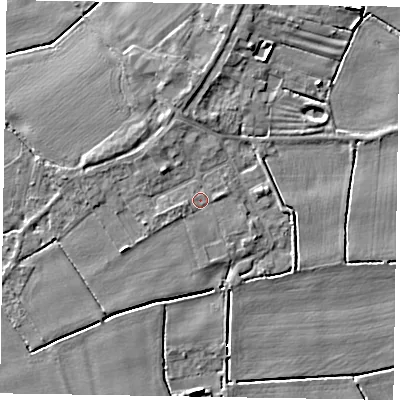 Shaded relief map of the ground around DN174PU, computed from Environment Agency LiDAR. The ground here sits at about 3 m above sea level and falls 5 m across the surrounding 800 m. Surface water reaching this point runs off ground lying to the west-south-west, 1.0 m higher.