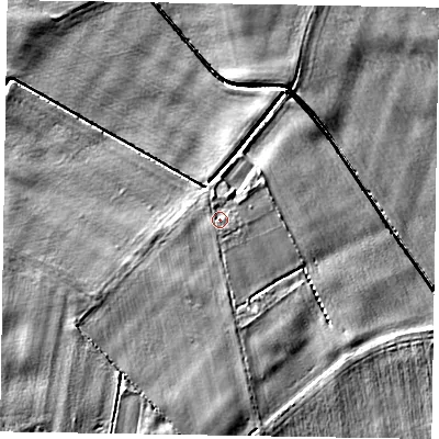Shaded relief map of the ground around DN174PY, computed from Environment Agency LiDAR. The ground here sits at about 2 m above sea level and falls 5 m across the surrounding 800 m. Surface water reaching this point runs off ground lying to the north-north-east, 0.8 m higher.