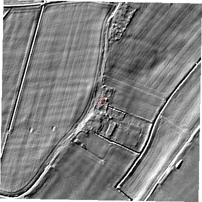 Shaded relief map of the ground around DN174QN, computed from Environment Agency LiDAR. The ground here sits at about 3 m above sea level and falls 5 m across the surrounding 800 m. Surface water reaching this point runs off ground lying to the south-west, 0.9 m higher.