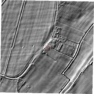 Shaded relief map of the ground around DN174RE, computed from Environment Agency LiDAR. The ground here sits at about 3 m above sea level and falls 5 m across the surrounding 800 m. Surface water reaching this point runs off ground lying to the north-east, 0.6 m higher.