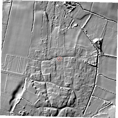 Shaded relief map of the ground around DN197AX, computed from Environment Agency LiDAR. The ground here sits at about 5 m above sea level and falls 17 m across the surrounding 800 m. Surface water reaching this point runs off ground lying to the south-west, 3.3 m higher.