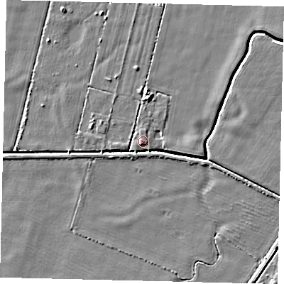 Shaded relief map of the ground around DN197NL, computed from Environment Agency LiDAR. The ground here sits at about 3 m above sea level and falls 5 m across the surrounding 800 m. Surface water reaching this point runs off ground lying to the south-south-west, 3.4 m higher.
