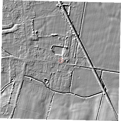 Shaded relief map of the ground around DN197PS, computed from Environment Agency LiDAR. The ground here sits at about 3 m above sea level and falls 6 m across the surrounding 800 m. Surface water reaching this point runs off ground lying to the south-east, 5.6 m higher.