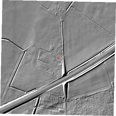 Shaded relief map of the ground around DN208BD, computed from Environment Agency LiDAR. The ground here sits at about 3 m above sea level and falls 10 m across the surrounding 800 m. Surface water reaching this point runs off ground lying to the south-south-east, 4.7 m higher.