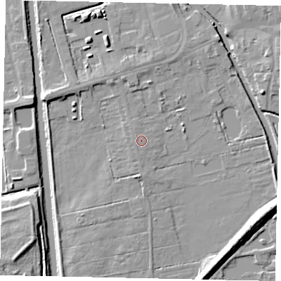 Shaded relief map of the ground around DN208NA, computed from Environment Agency LiDAR. The ground here sits at about 3 m above sea level and falls 9 m across the surrounding 800 m. Surface water reaching this point runs off ground lying to the west, 0.6 m higher.
