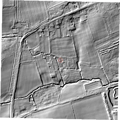 Shaded relief map of the ground around DN209JZ, computed from Environment Agency LiDAR. The ground here sits at about 6 m above sea level and falls 12 m across the surrounding 800 m. Surface water reaching this point runs off ground lying to the north-north-east, 1.1 m higher.