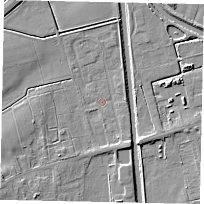 Shaded relief map of the ground around DN209SY, computed from Environment Agency LiDAR. The ground here sits at about 3 m above sea level and falls 8 m across the surrounding 800 m. Surface water reaching this point runs off ground lying to the south-west, 6.0 m higher.