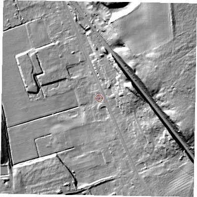 Shaded relief map of the ground around DN211AP, computed from Environment Agency LiDAR. The ground here sits at about 8 m above sea level and falls 33 m across the surrounding 800 m. Surface water reaching this point runs off ground lying to the north-east, 2.9 m higher.