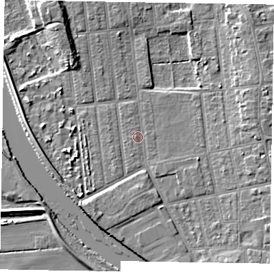 Shaded relief map of the ground around DN212NU, computed from Environment Agency LiDAR. The ground here sits at about 5 m above sea level and falls 8 m across the surrounding 800 m. Surface water reaching this point runs off ground lying to the south-south-west, 0.6 m higher.