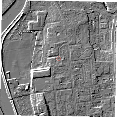 Shaded relief map of the ground around DN212TX, computed from Environment Agency LiDAR. The ground here sits at about 7 m above sea level and falls 7 m across the surrounding 800 m. Surface water reaching this point runs off ground lying to the south-south-east, 1.0 m higher.