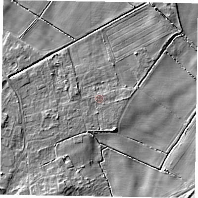 Shaded relief map of the ground around DN213BS, computed from Environment Agency LiDAR. The ground here sits at about 4 m above sea level and falls 6 m across the surrounding 800 m. Surface water reaching this point runs off ground lying to the south-south-east, 3.7 m higher.