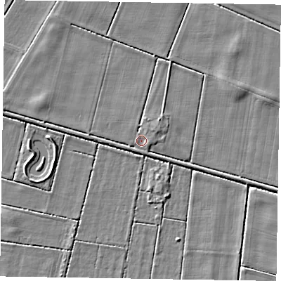 Shaded relief map of the ground around DN213EU, computed from Environment Agency LiDAR. The ground here sits at about 1 m above sea level and falls 3 m across the surrounding 800 m. Surface water reaching this point runs off ground lying to the north-east, 1.9 m higher.