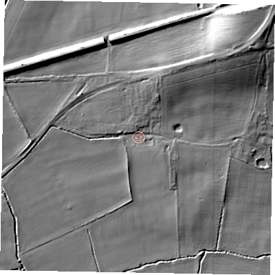 Shaded relief map of the ground around DN213NP, computed from Environment Agency LiDAR. The ground here sits at about 6 m above sea level and falls 24 m across the surrounding 800 m. Surface water reaching this point runs off ground lying to the north-east, 19.7 m higher.