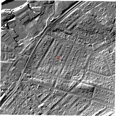 Shaded relief map of the ground around DN24DP, computed from Environment Agency LiDAR. The ground here sits at about 11 m above sea level and falls 14 m across the surrounding 800 m. Surface water reaching this point runs off ground lying to the south-south-east, 3.6 m higher.