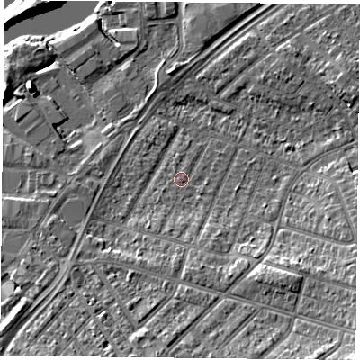 Shaded relief map of the ground around DN24DW, computed from Environment Agency LiDAR. The ground here sits at about 11 m above sea level and falls 17 m across the surrounding 800 m. Surface water reaching this point runs off ground lying to the south-south-east, 3.4 m higher.