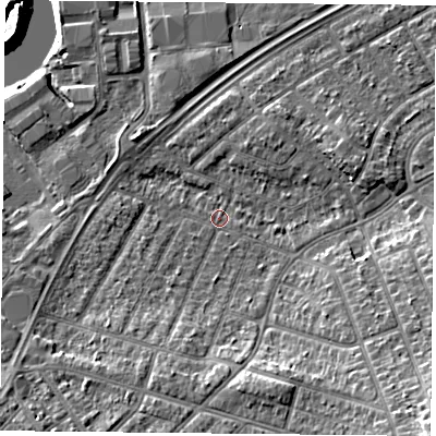 Shaded relief map of the ground around DN24EP, computed from Environment Agency LiDAR. The ground here sits at about 10 m above sea level and falls 13 m across the surrounding 800 m. Surface water reaching this point runs off ground lying to the south-east, 10.5 m higher.