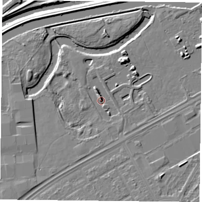 Shaded relief map of the ground around DN24EQ, computed from Environment Agency LiDAR. The ground here sits at about 11 m above sea level and falls 10 m across the surrounding 800 m. Surface water reaching this point runs off ground lying to the north-north-west, 4.2 m higher.