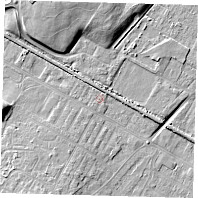 Shaded relief map of the ground around DN312BT, computed from Environment Agency LiDAR. The ground here sits at about 3 m above sea level and falls 12 m across the surrounding 800 m. Surface water reaching this point runs off ground lying to the south-west, 2.8 m higher.