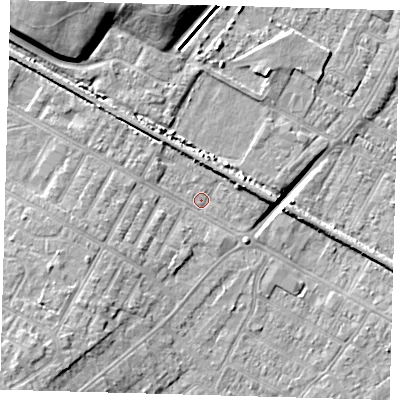 Shaded relief map of the ground around DN312BX, computed from Environment Agency LiDAR. The ground here sits at about 3 m above sea level and falls 11 m across the surrounding 800 m. Surface water reaching this point runs off ground lying to the south-west, 5.2 m higher.