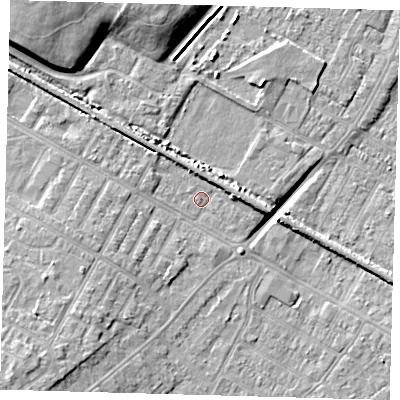 Shaded relief map of the ground around DN312BY, computed from Environment Agency LiDAR. The ground here sits at about 3 m above sea level and falls 11 m across the surrounding 800 m. Surface water reaching this point runs off ground lying to the south-west, 5.2 m higher.