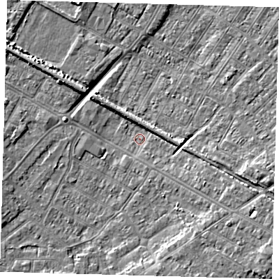 Shaded relief map of the ground around DN312DG, computed from Environment Agency LiDAR. The ground here sits at about 3 m above sea level and falls 8 m across the surrounding 800 m. Surface water reaching this point runs off ground lying to the south-east, 4.8 m higher.