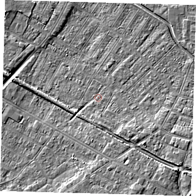 Shaded relief map of the ground around DN312DY, computed from Environment Agency LiDAR. The ground here sits at about 3 m above sea level and falls 8 m across the surrounding 800 m. Surface water reaching this point runs off ground lying to the south-west, 1.0 m higher.