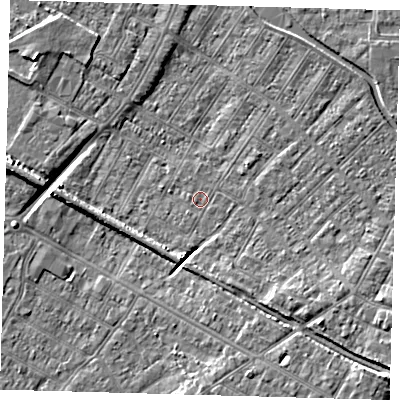 Shaded relief map of the ground around DN312EB, computed from Environment Agency LiDAR. The ground here sits at about 3 m above sea level and falls 8 m across the surrounding 800 m. Surface water reaching this point runs off ground lying to the south-east, 6.7 m higher.