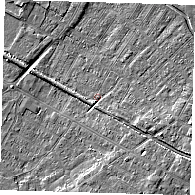 Shaded relief map of the ground around DN312EE, computed from Environment Agency LiDAR. The ground here sits at about 3 m above sea level and falls 8 m across the surrounding 800 m. Surface water reaching this point runs off ground lying to the south-east, 6.7 m higher.