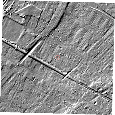 Shaded relief map of the ground around DN312EG, computed from Environment Agency LiDAR. The ground here sits at about 3 m above sea level and falls 8 m across the surrounding 800 m. Surface water reaching this point runs off ground lying to the south-east, 6.0 m higher.