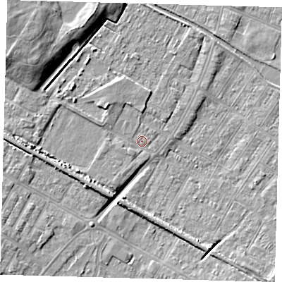 Shaded relief map of the ground around DN312EP, computed from Environment Agency LiDAR. The ground here sits at about 3 m above sea level and falls 11 m across the surrounding 800 m. Surface water reaching this point runs off ground lying to the north-west, 2.9 m higher.